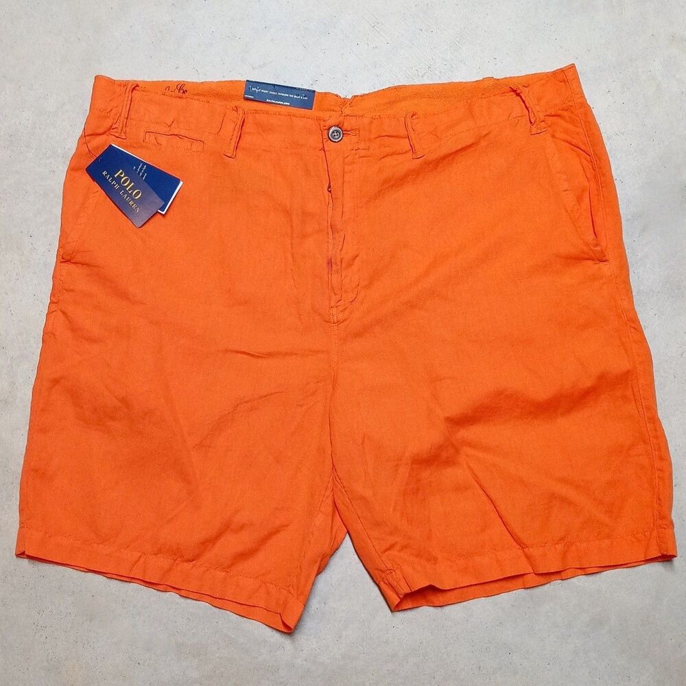 *READ* NWT Polo Ralph Lauren Shorts Mens 40 Linen Blend Orange Classic Fit Beach - Picture 1 of 13